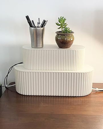 Cable Management Storage Box with Surge Protector – Power Strip Cover & Cord Organizer