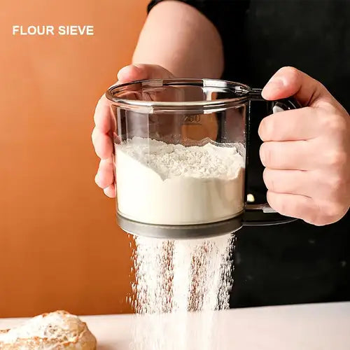 Fine Mesh Flour Sifter - Multifunctional Hand Press Design for Baking & Kitchen Use