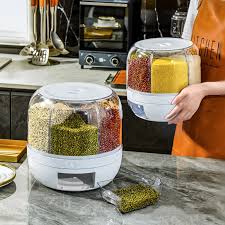 Airtight Rotating Rice Dispenser – Moisture-Proof Grain & Cereal Storage Box