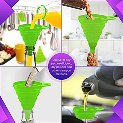 Collapsible Kitchen Funnel - Food Grade Silicone, Easy to Use and Store