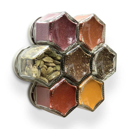 Magnetic Spice Jars - 4oz Hexagon Glass Containers for Kitchen Organization