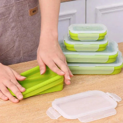 Silicone Lunch Box with Lid - Collapsible and Portable